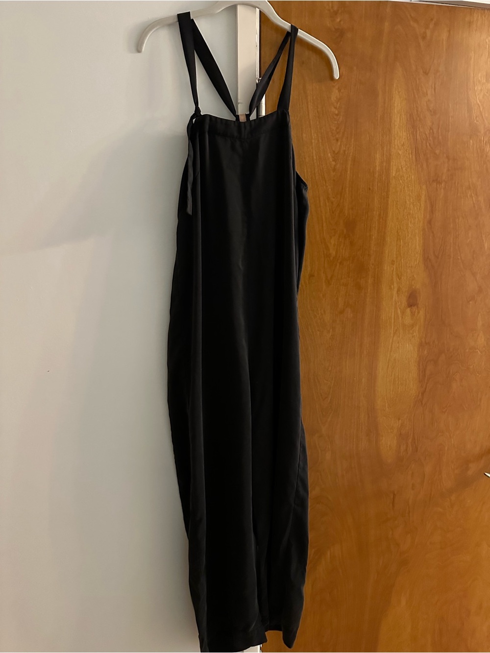 lunya Black washable Silk Wide-Leg Strappy Jumpsuit